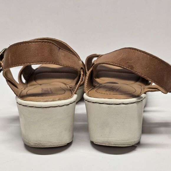 Born Genie Tan Leather Ankle Strap Platform Wedge Sandals Women's 10 - Picture 3 of 8